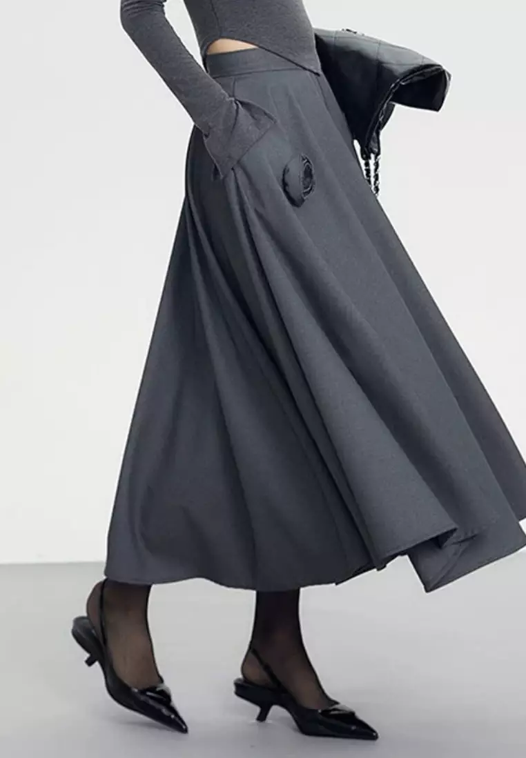 New Three-dimensional Flower Waist Pleated Premium Skirt K102204