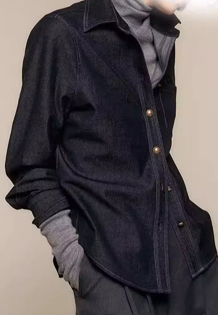 Retro denim slim fit shirt CA24092301BL