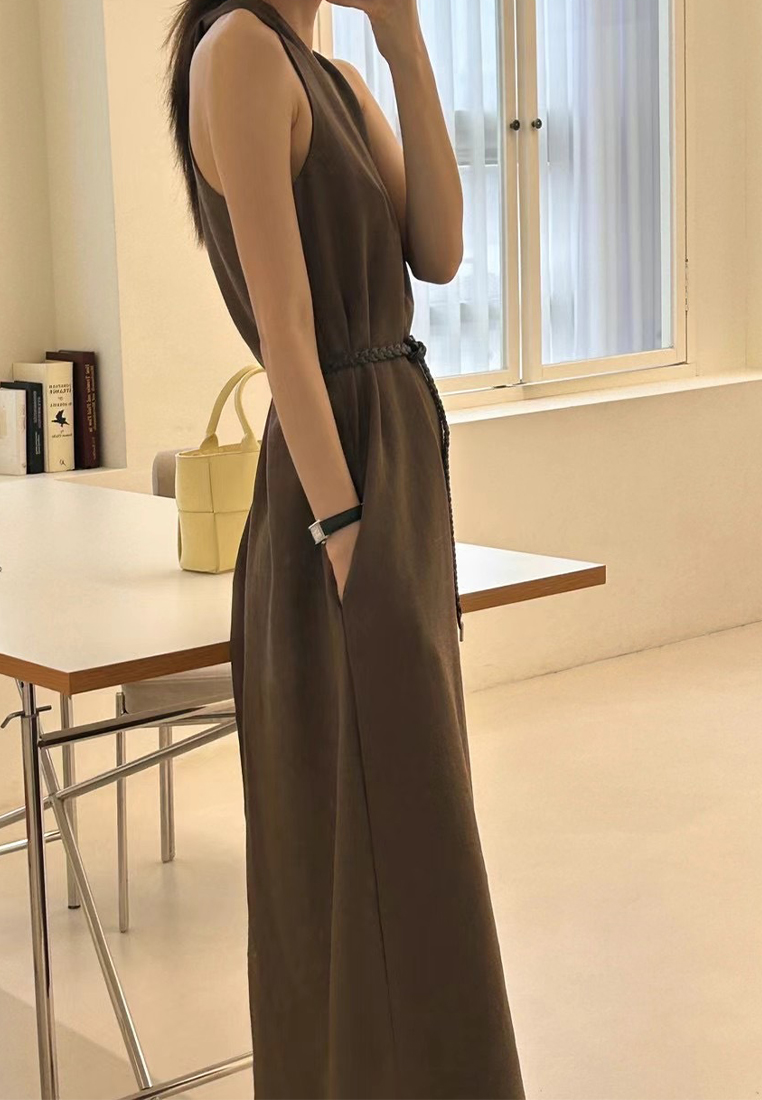 Retro waist cinching loose slimming vest dress CA25032728PI