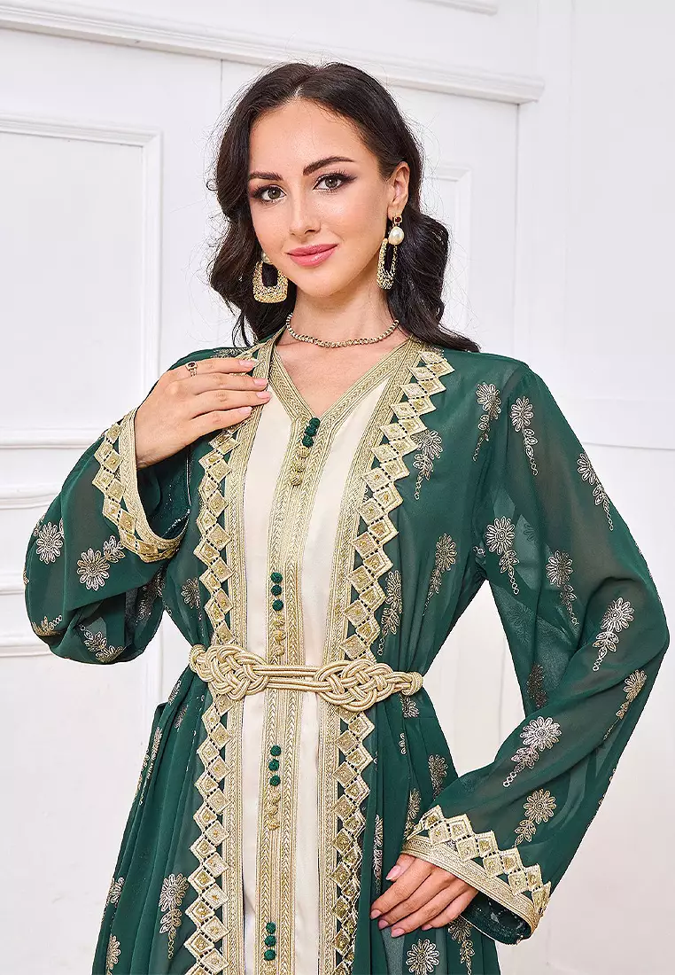 2024 new elegant sequin long maxi dress Kaftans Jubahs CA24021903GR