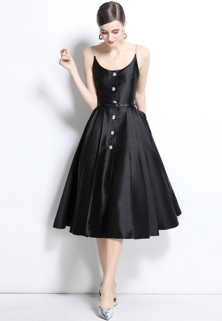 Dinner Party Suspender Long Dress CA25021353BK