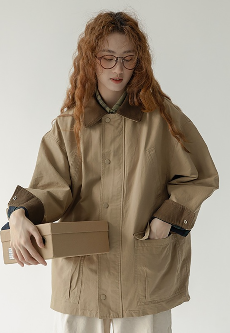 Japanese khaki loose long top CA25091939KI