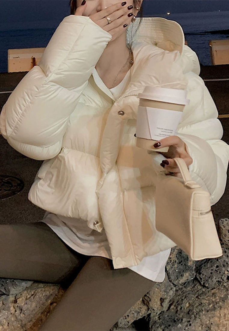 Fluffy high-density short bread down cotton jacket women's autumn and winter CA110201BK