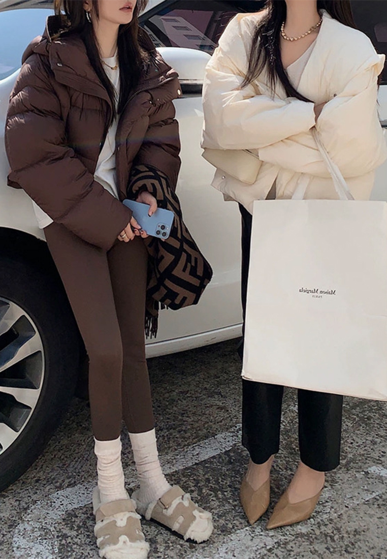 Fluffy high-density short bread down cotton jacket women's autumn and winter CA110201BK