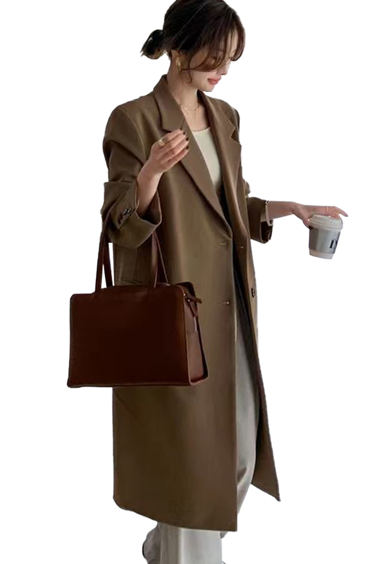 Fashionable and high end temperament over the knee windbreaker coat CA111601BW