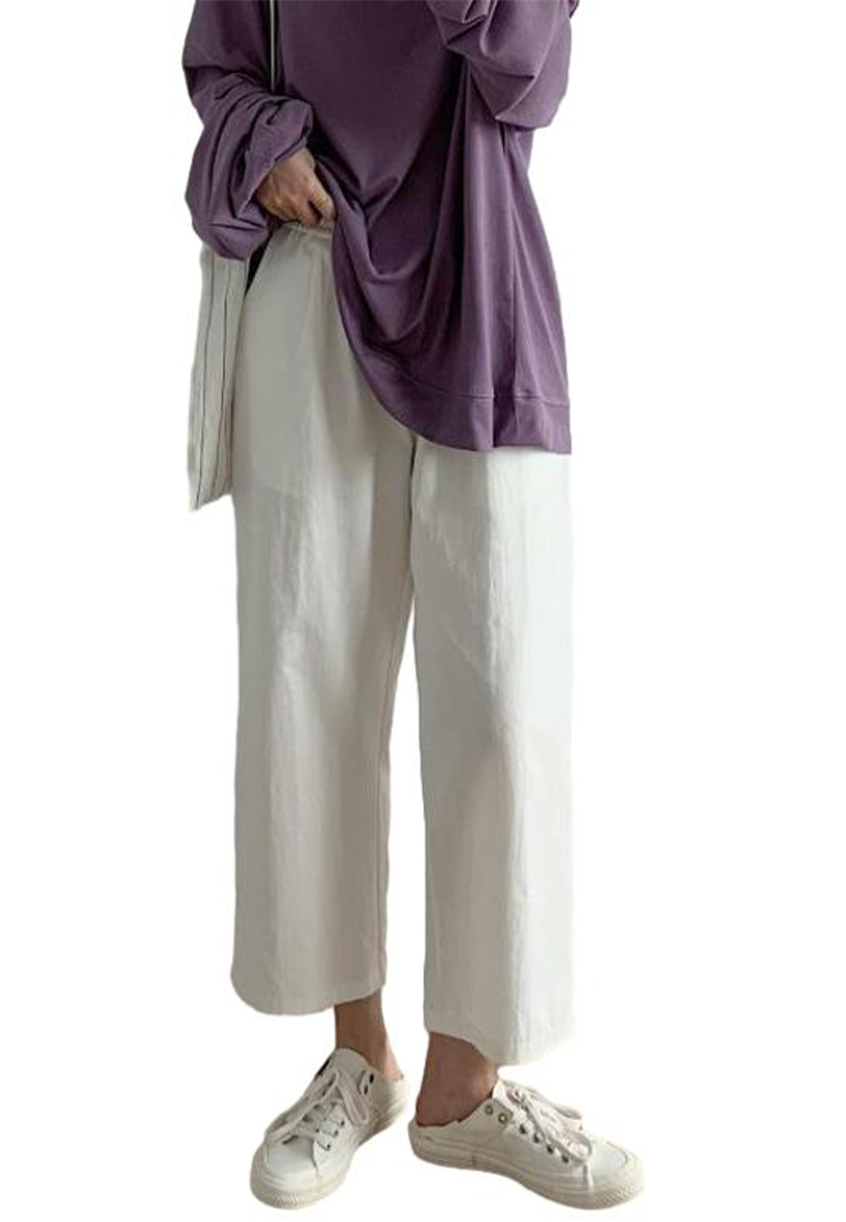 2024 New High Waist Pants Loose Straight Casual Pants Trendy White CA24031901W