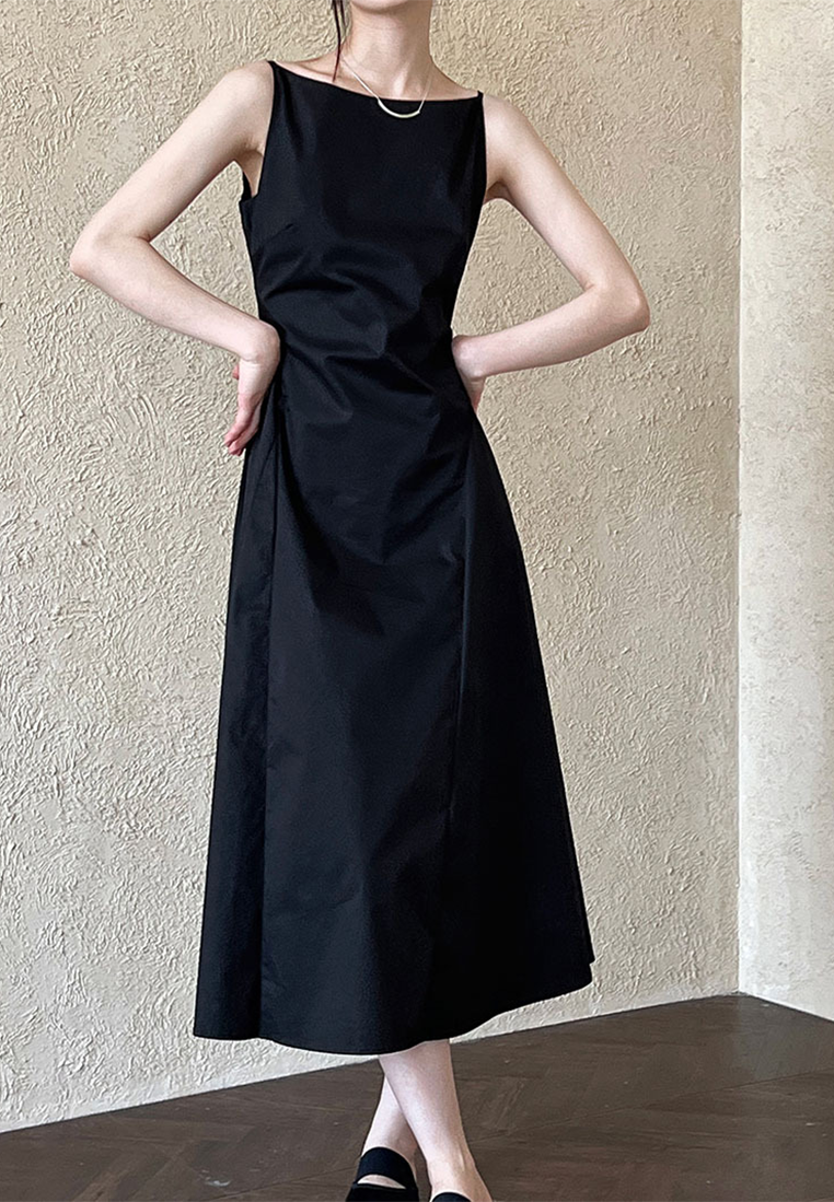French style one-shoulder waist dress CA25032701BK