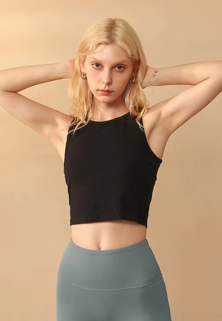 Spring and Summer Short Navel High Waist Elastic Vest CA25042201BK