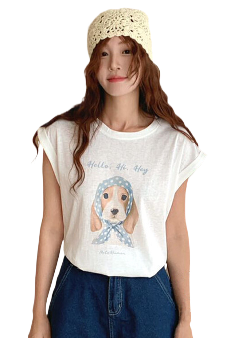 Summer New Casual Retro Printed Round Neck Top CA25070901W