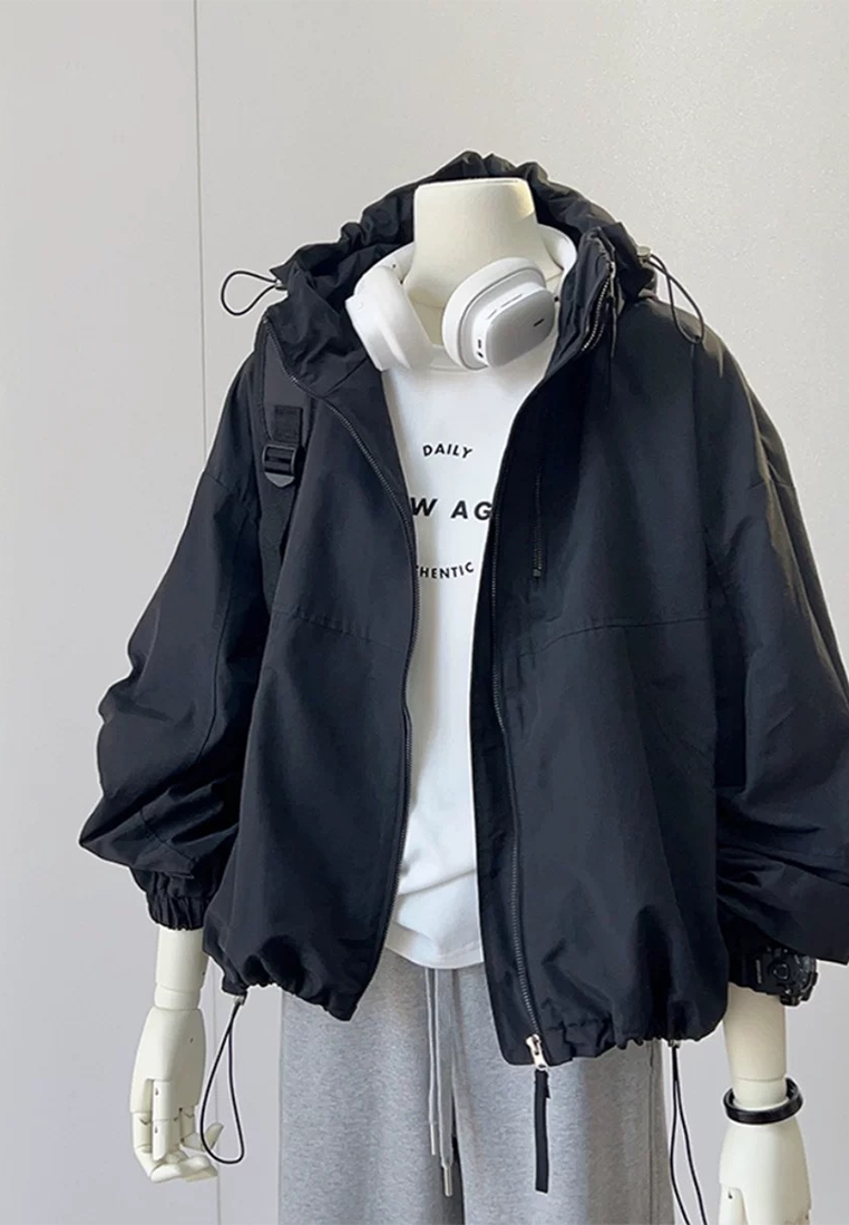 Early Autumn Chic Hooded Windproof Utility Jacket CA2592501BK