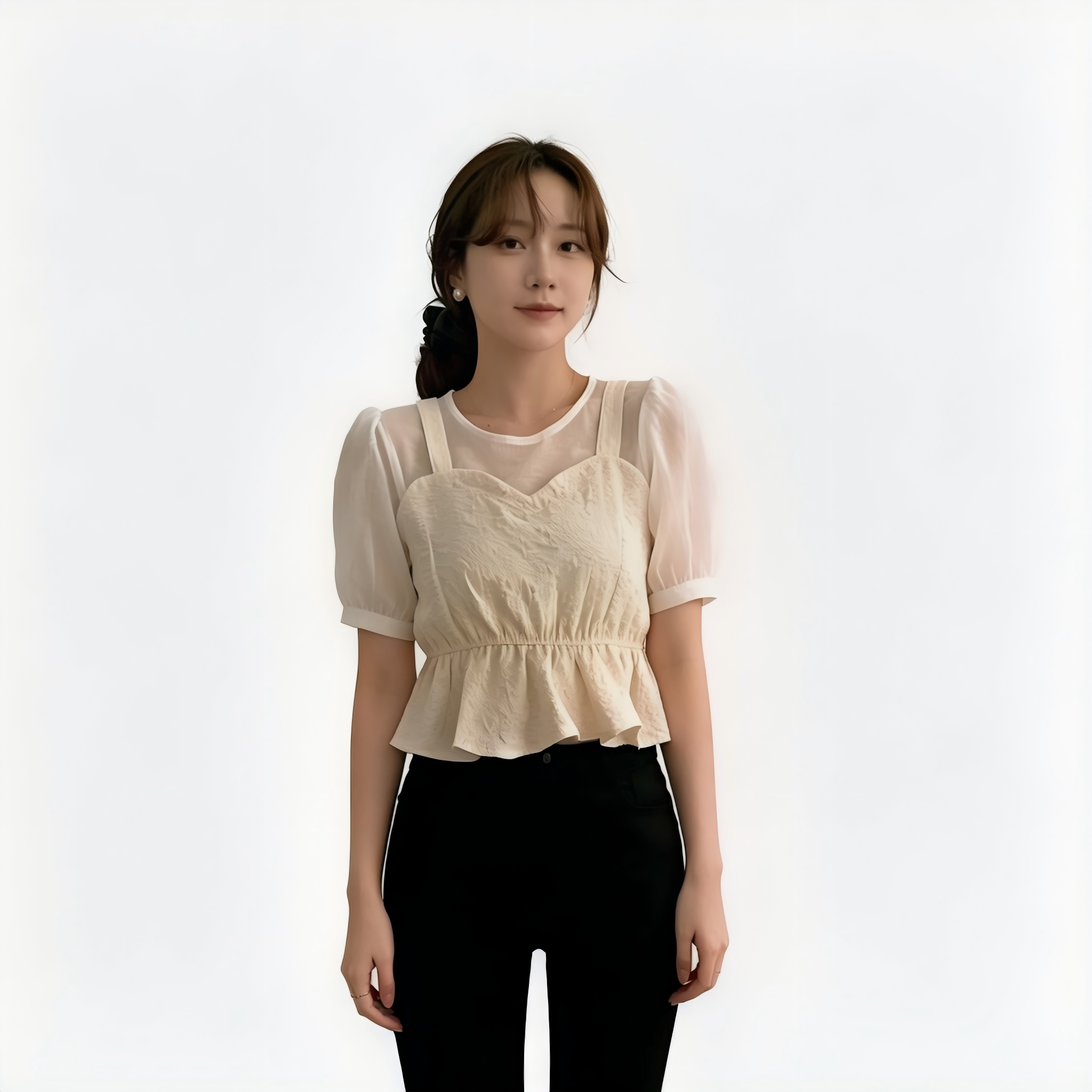 Korean Puff Sleeve Chiffon Blouse K26042201