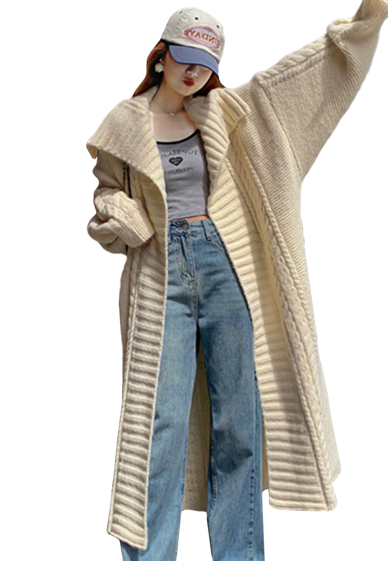 Thick Twist Large Lapel Knitted Cardigan Lazy Temperament Jacket CA120401