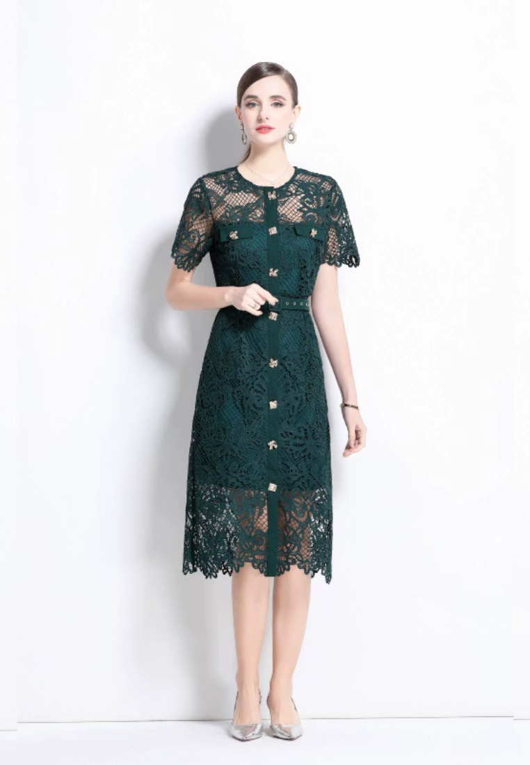 2025 new high-end embroidered elegant temperament dress CA25031201GR