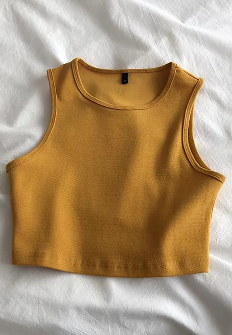 Spring and Summer Short Navel High Waist Elastic Vest CA25042201BK