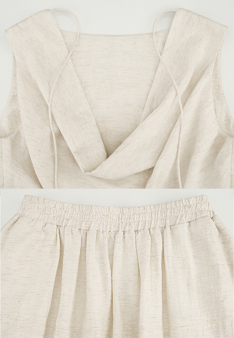 New Lace-up Top and Skirt Linen Suit CA25060301RD