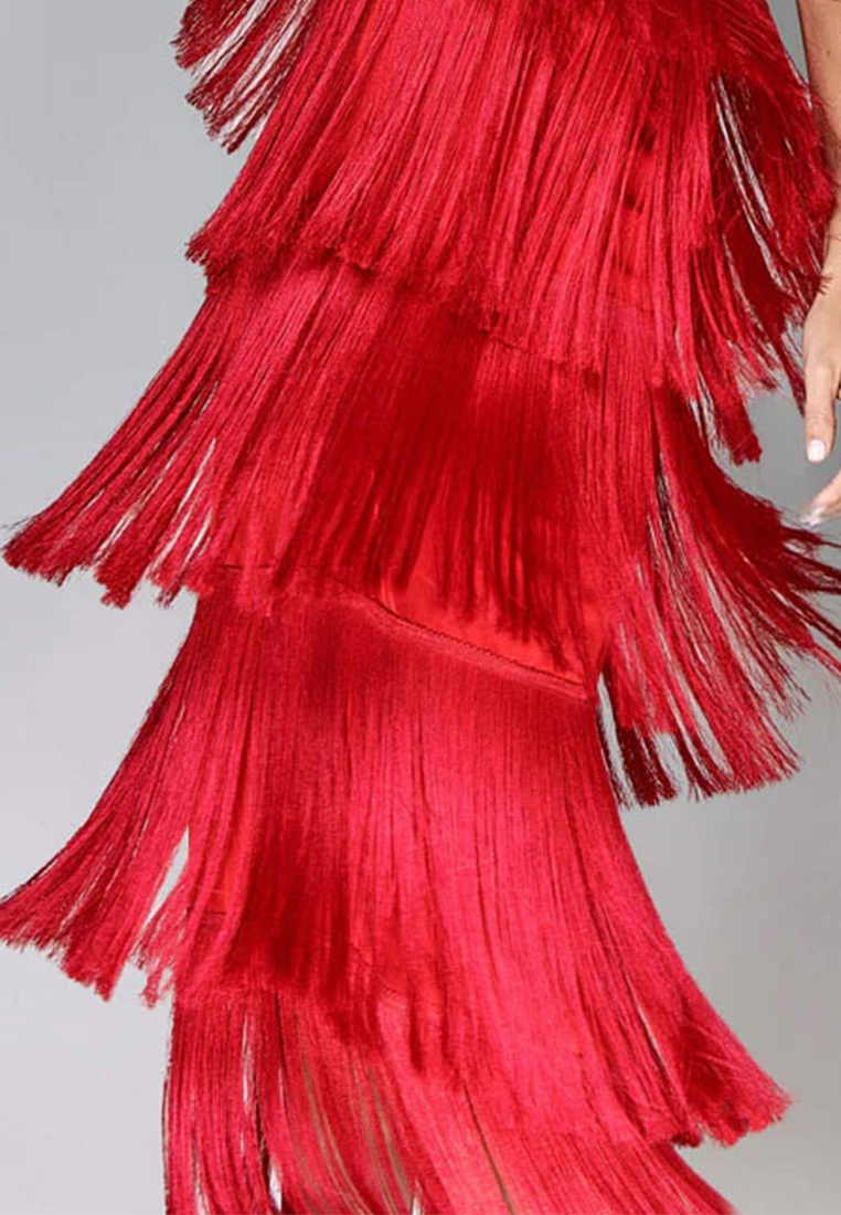 Fashionable tassel backless slit dress CA25061701GD