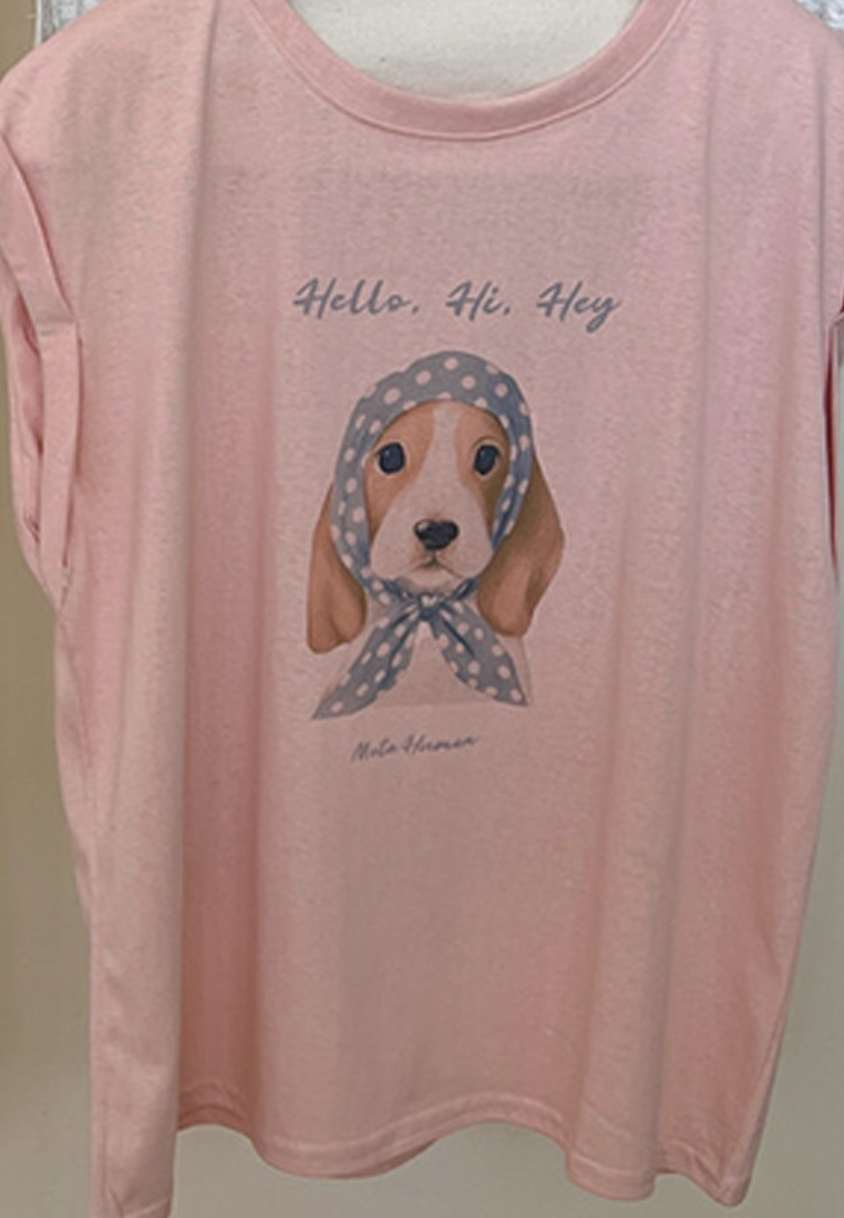 Summer New Casual Retro Printed Round Neck Top CA25070901W