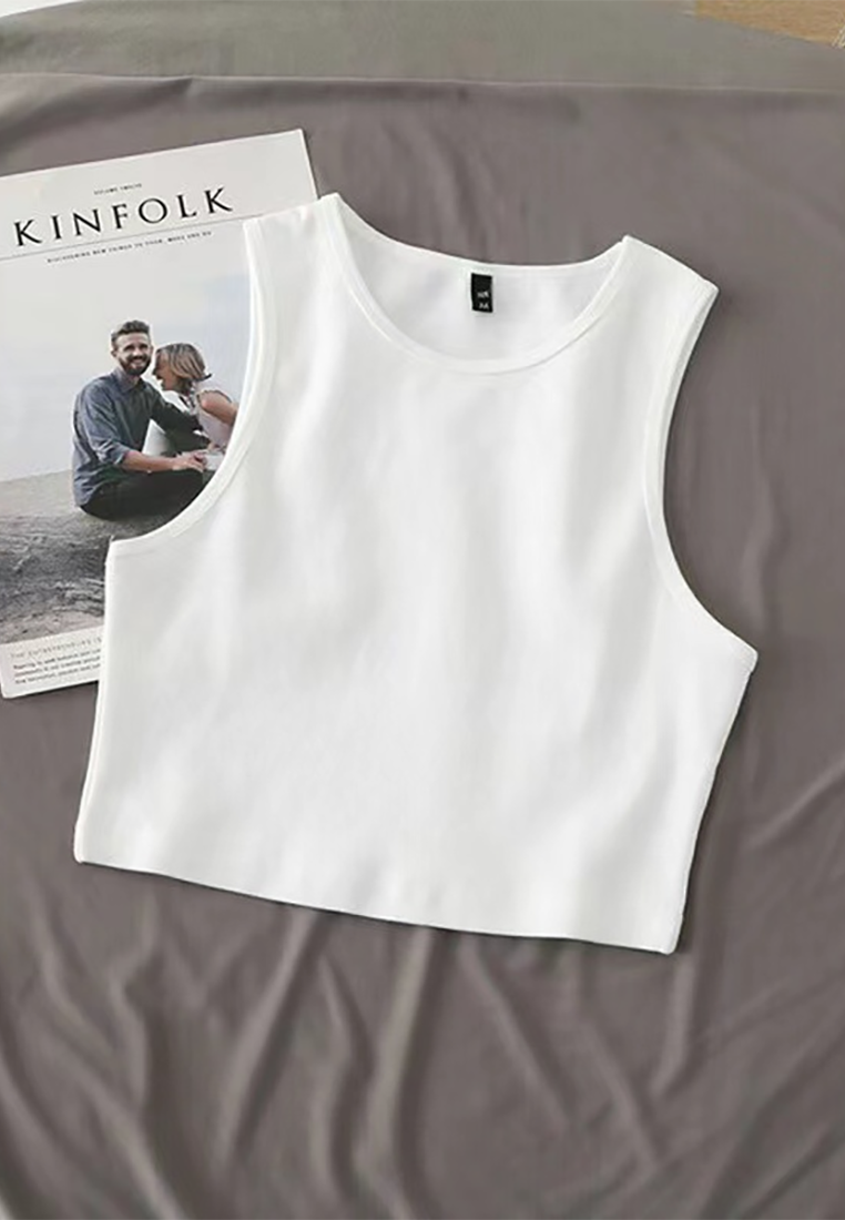 Spring and Summer Short Navel High Waist Elastic Vest CA25042201BK