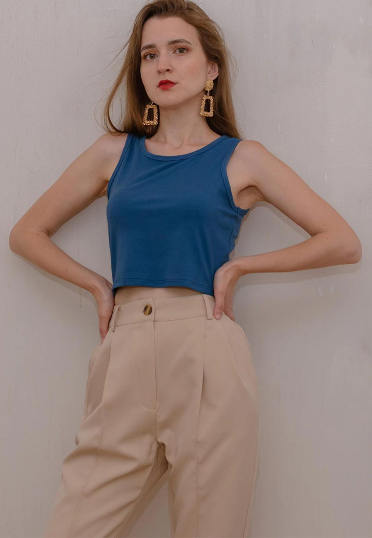 Spring and Summer Short Navel High Waist Elastic Vest CA25042201BK