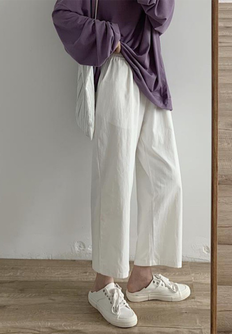 2024 New High Waist Pants Loose Straight Casual Pants Trendy White CA24031901W