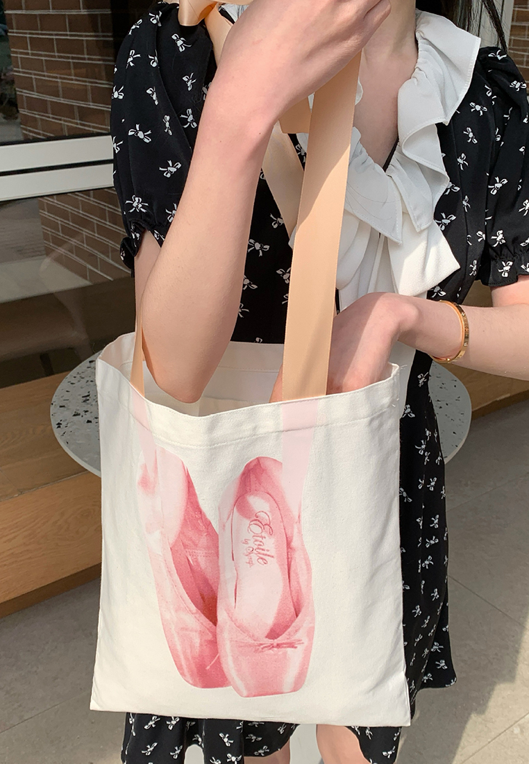 Spring and Summer Ballet Shoes Printed Ribbon Shoulder Bag CA24042601