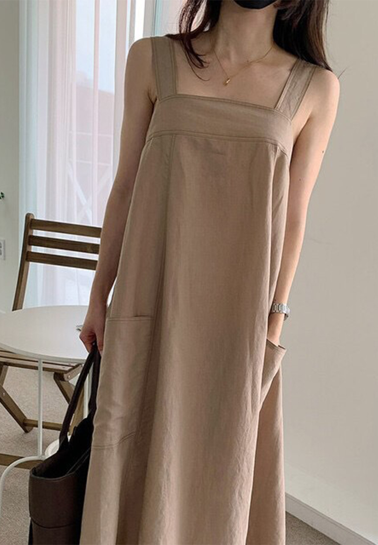Korea chic summer new square neck versatile slip dress CA24062001KI