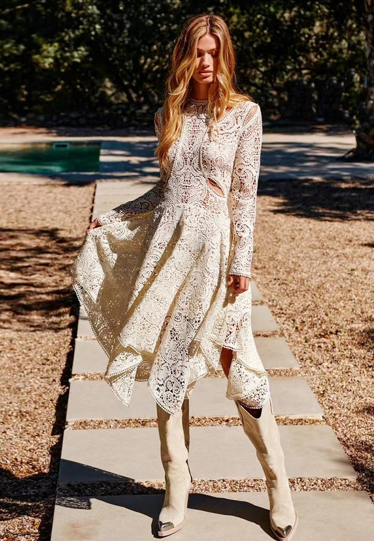 2024 Autumn New Round Neck Long Sleeve Short Dress CA24081601W