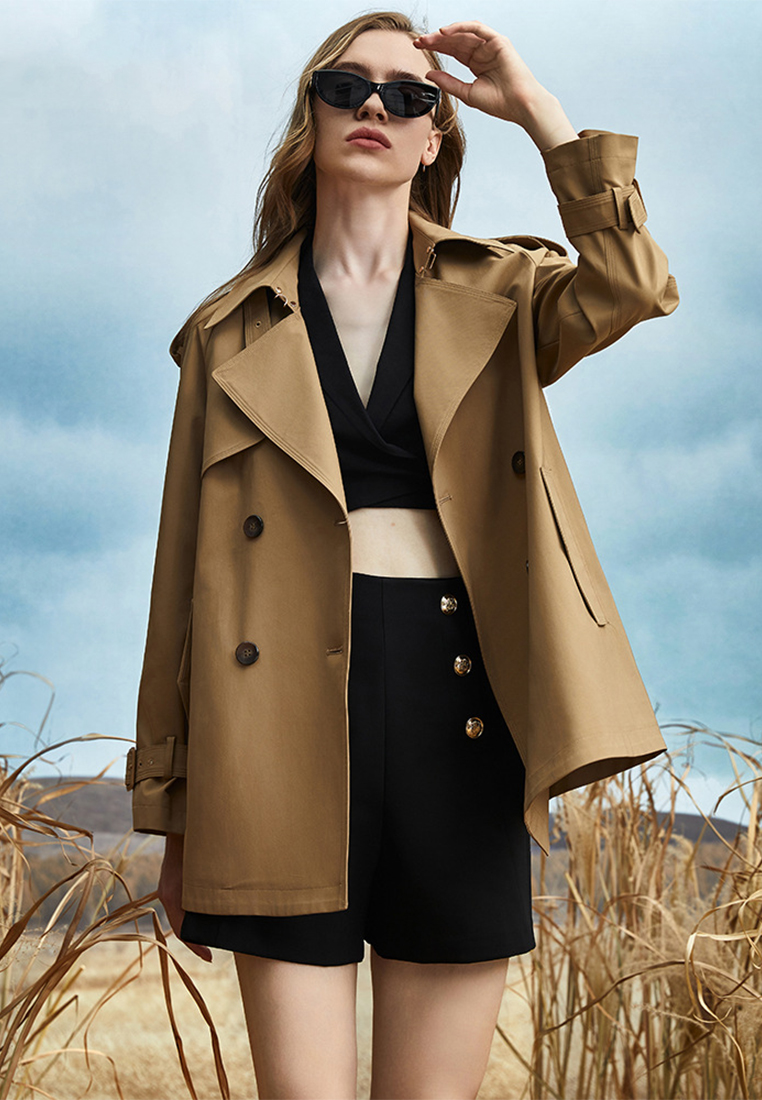 Exquisite Double breasted Windbreaker Luxury Quality Short Coat CA101701