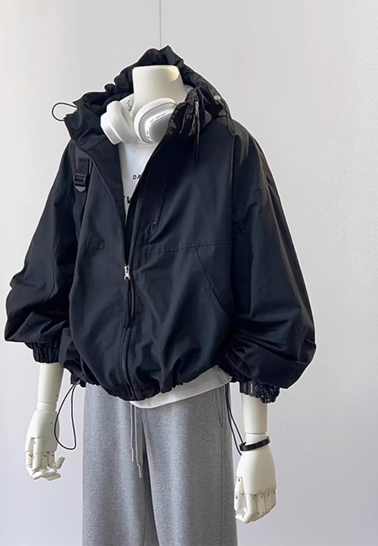 Early Autumn Chic Hooded Windproof Utility Jacket CA2592501BK