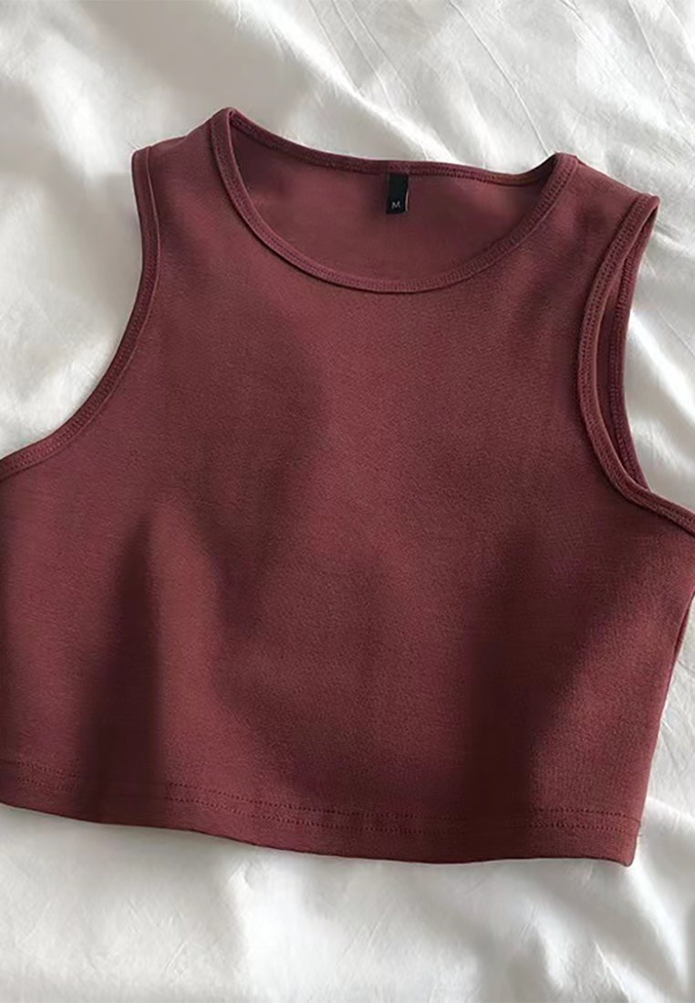 Spring and Summer Short Navel High Waist Elastic Vest CA25042201BK