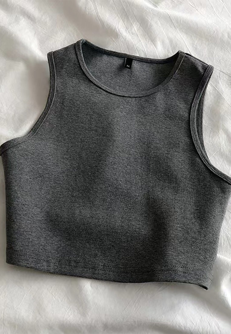 Spring and Summer Short Navel High Waist Elastic Vest CA25042201BK