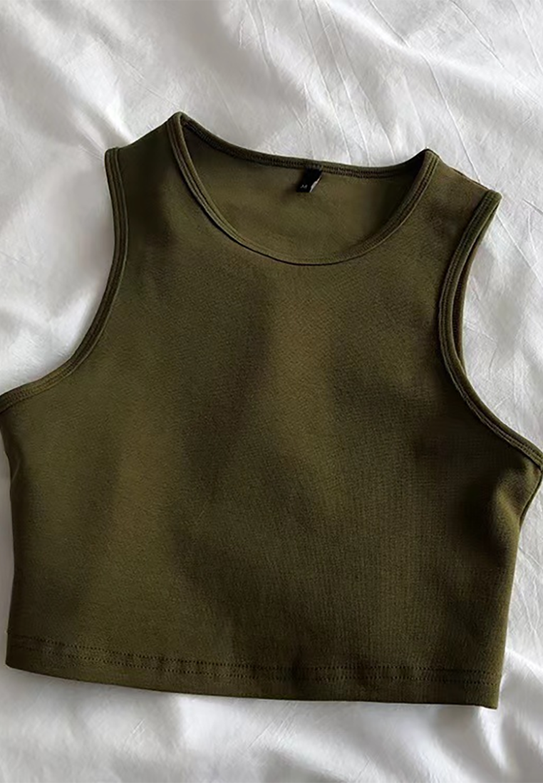 Spring and Summer Short Navel High Waist Elastic Vest CA25042201BK