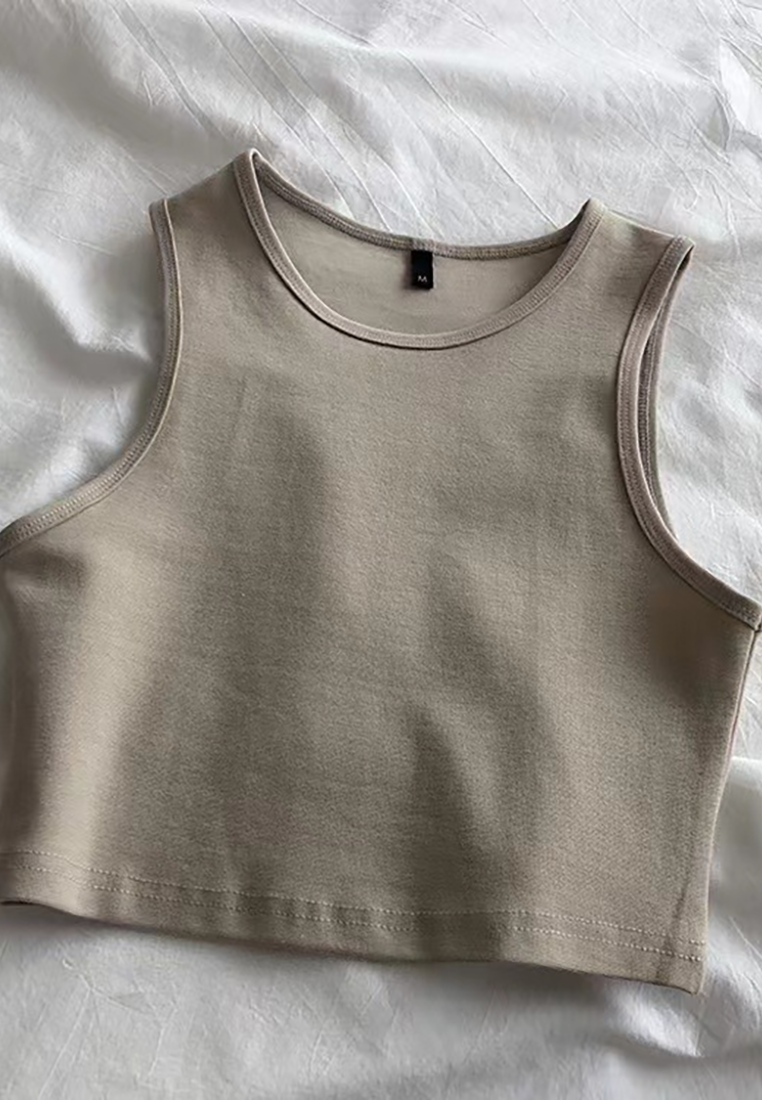 Spring and Summer Short Navel High Waist Elastic Vest CA25042201BK