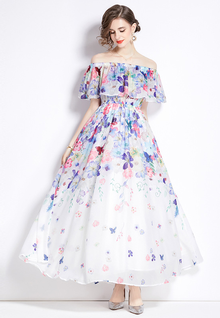 2024 Summer New Slim Fit Waist Wrap Beach Skirt Split Chiffon Dress for Women CA4021901MT