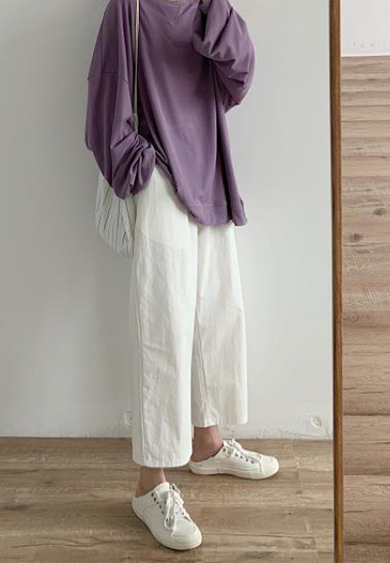 2024 New High Waist Pants Loose Straight Casual Pants Trendy White CA24031901W