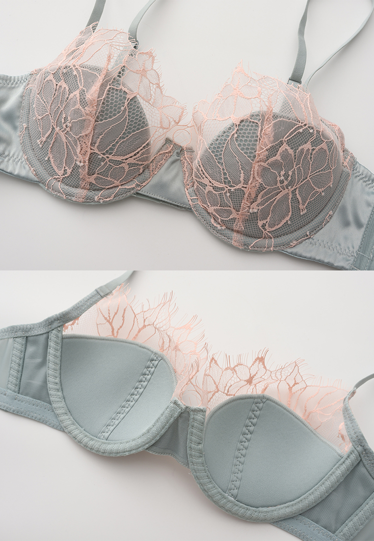 French soft underwire small chest push up bra set CA24112001GR