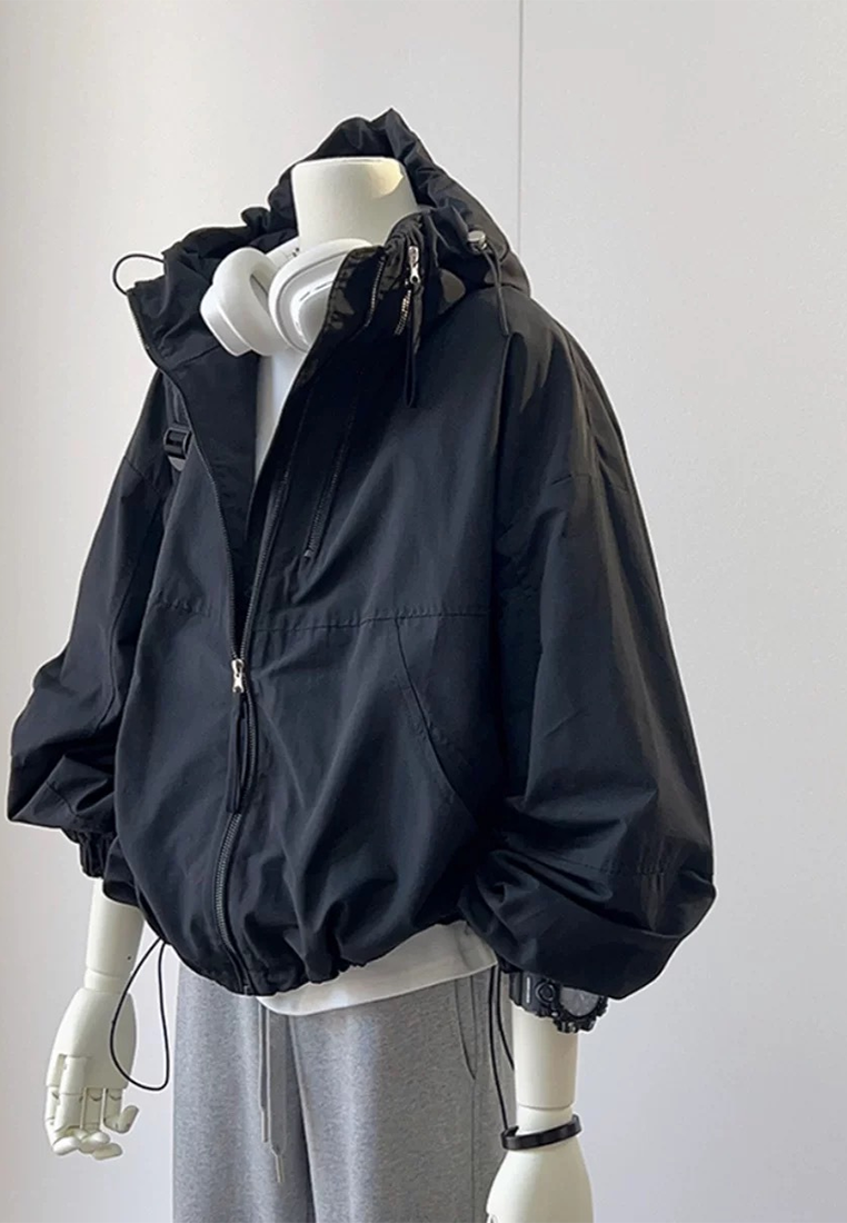 Early Autumn Chic Hooded Windproof Utility Jacket CA2592501BK