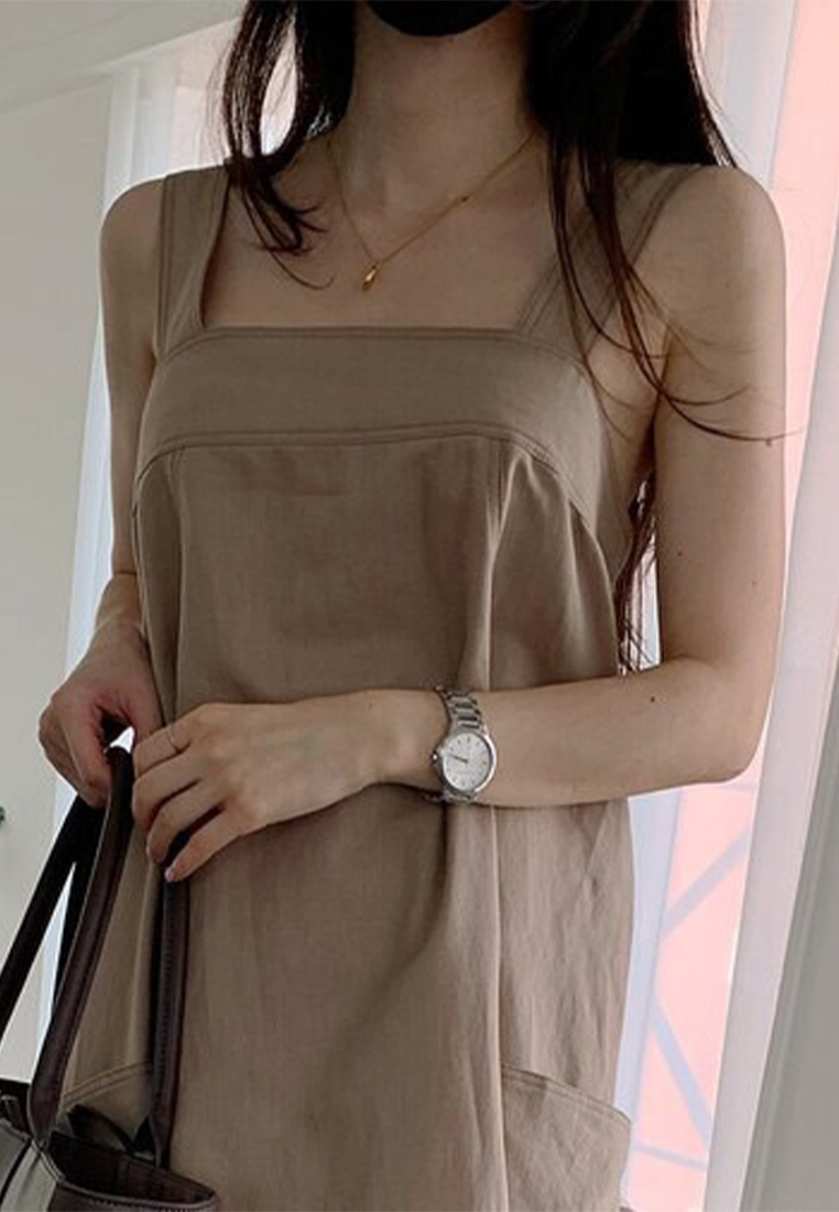 Korea chic summer new square neck versatile slip dress CA24062001KI