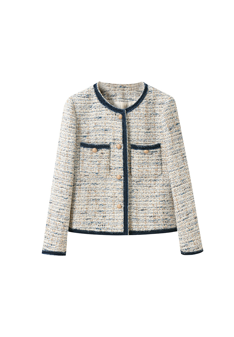 Autumn mixed color jacket cowboy splicing temperament top CA24091101BL