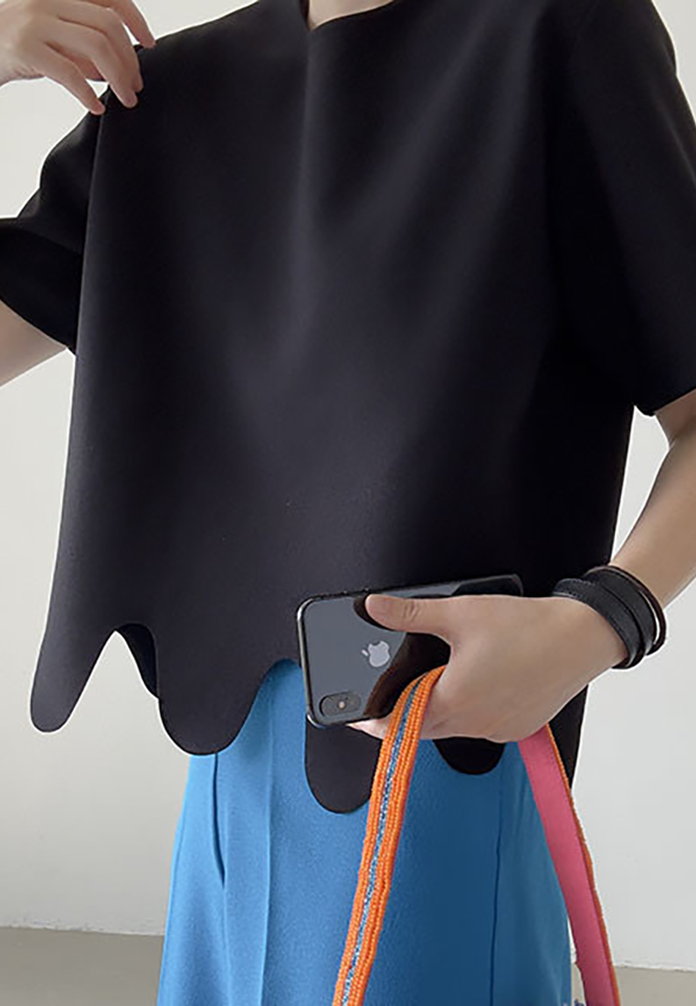 New early summer wave pattern solid color short-sleeved T-shirt CA25042901BE