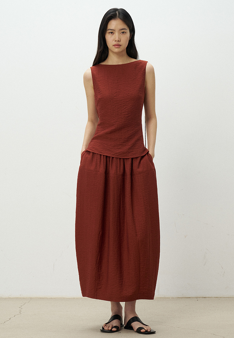 New Lace-up Top and Skirt Linen Suit CA25060301RD