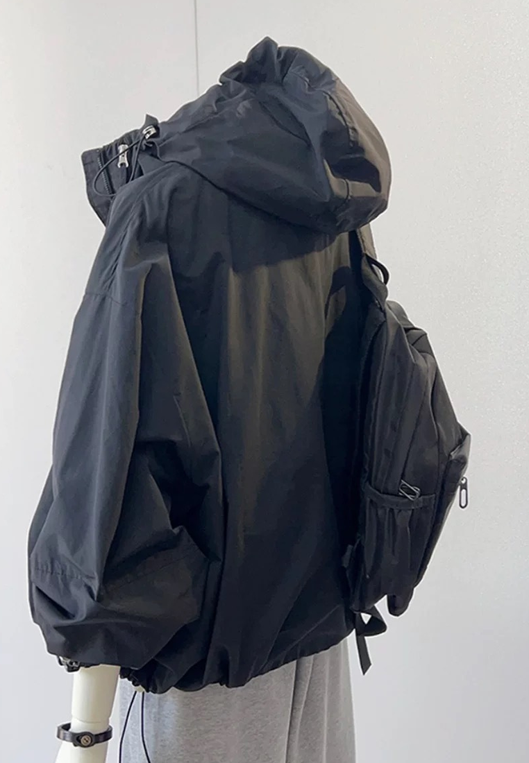Early Autumn Chic Hooded Windproof Utility Jacket CA2592501BK
