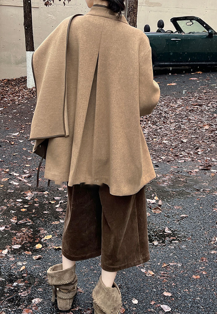 New Autumn/Winter French Wool Scarf Collar Versatile Coat CA25110301BW