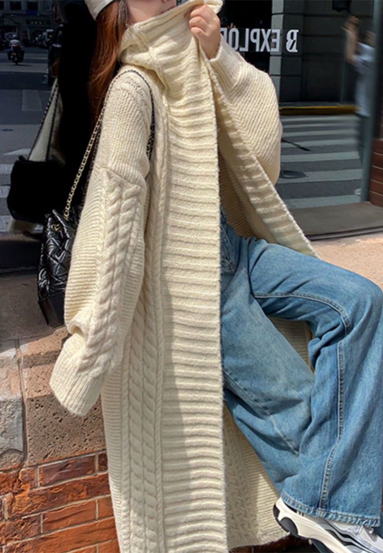 Thick Twist Large Lapel Knitted Cardigan Lazy Temperament Jacket CA120401