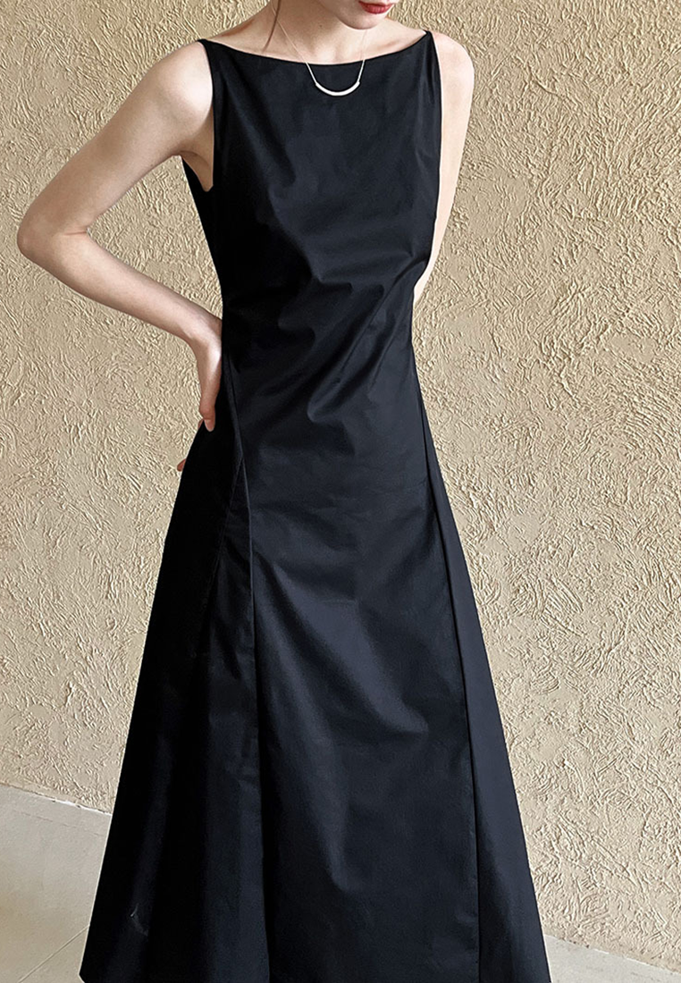 French style one-shoulder waist dress CA25032701BK