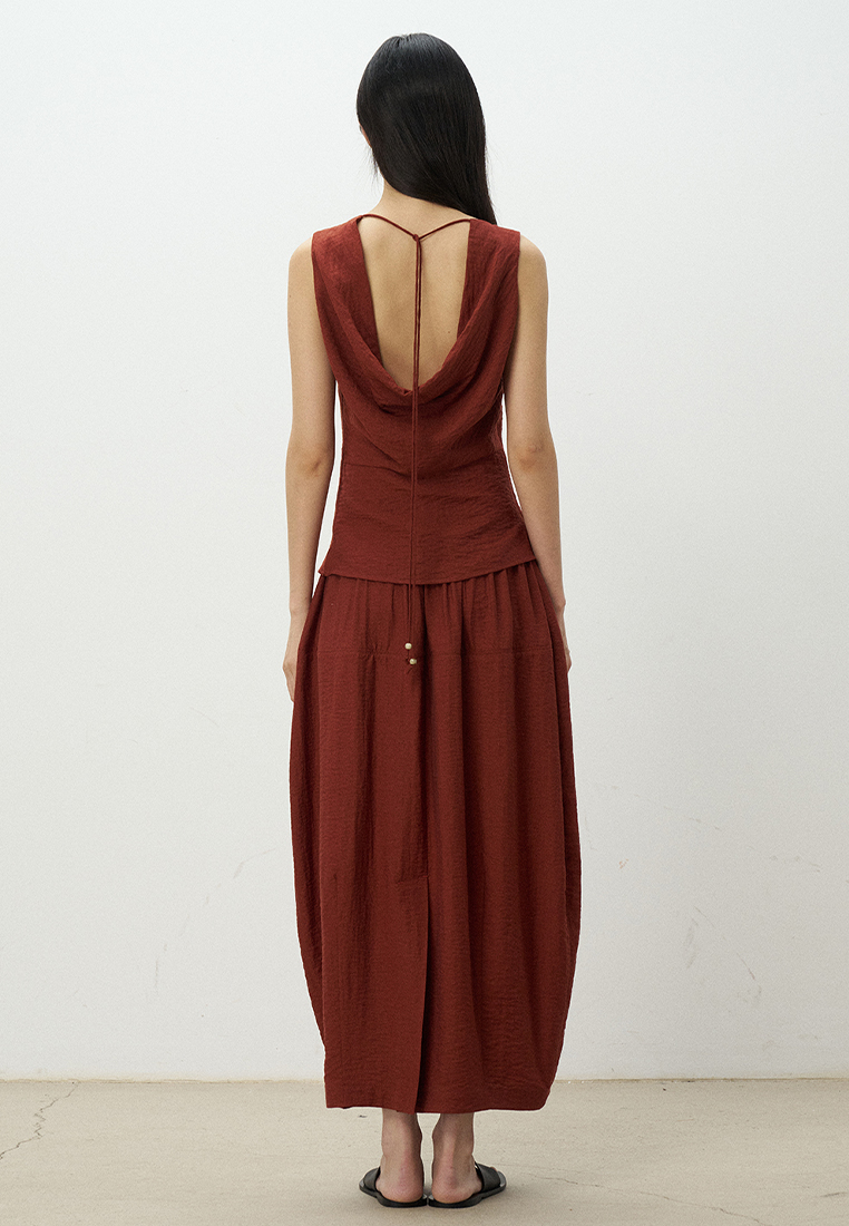 New Lace-up Top and Skirt Linen Suit CA25060301RD