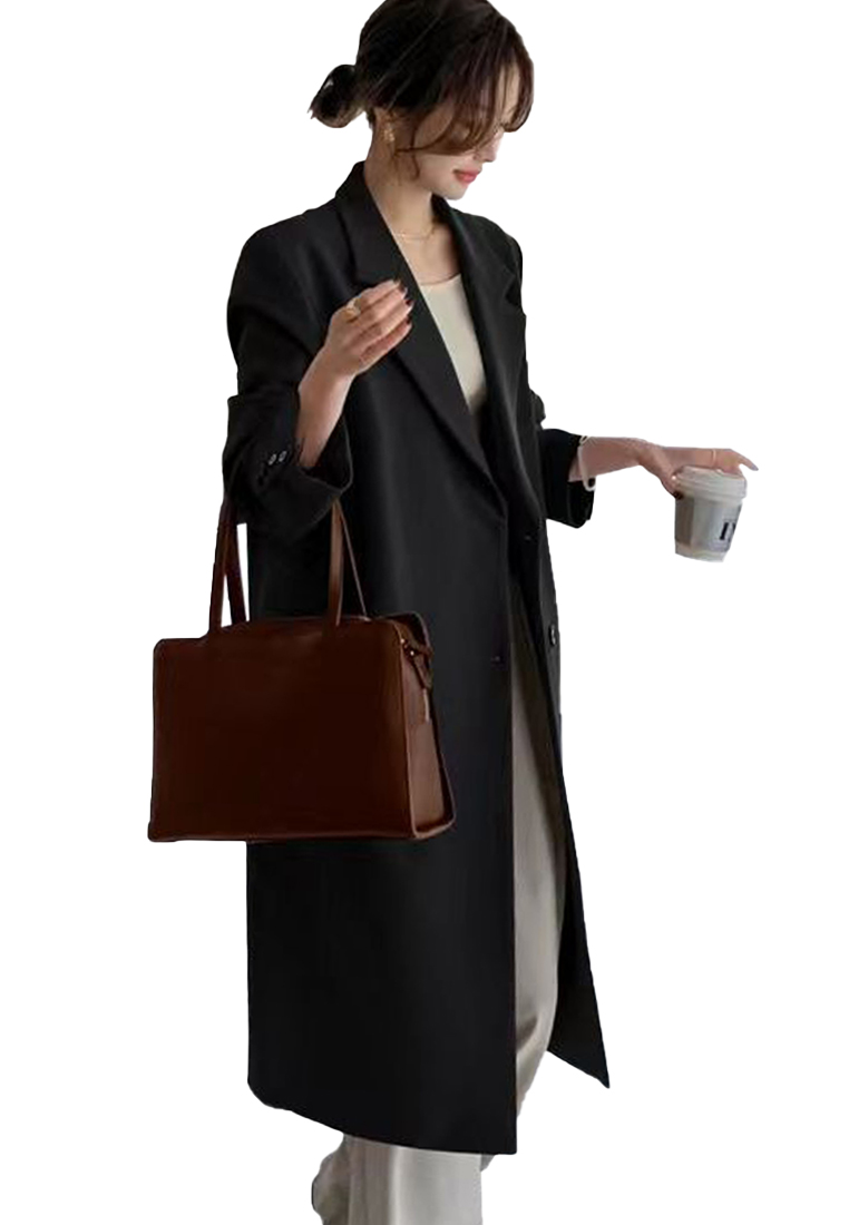 Fashionable and high end temperament over the knee windbreaker coat CA111601BW