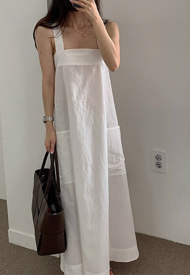 Korea chic summer new square neck versatile slip dress CA24062001KI