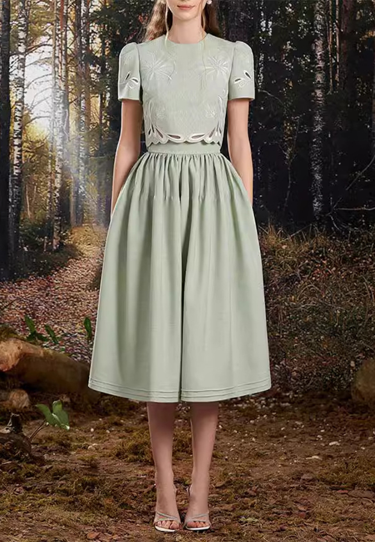 New Elegant Solid Color Pattern Retro Dress CA241128101GR