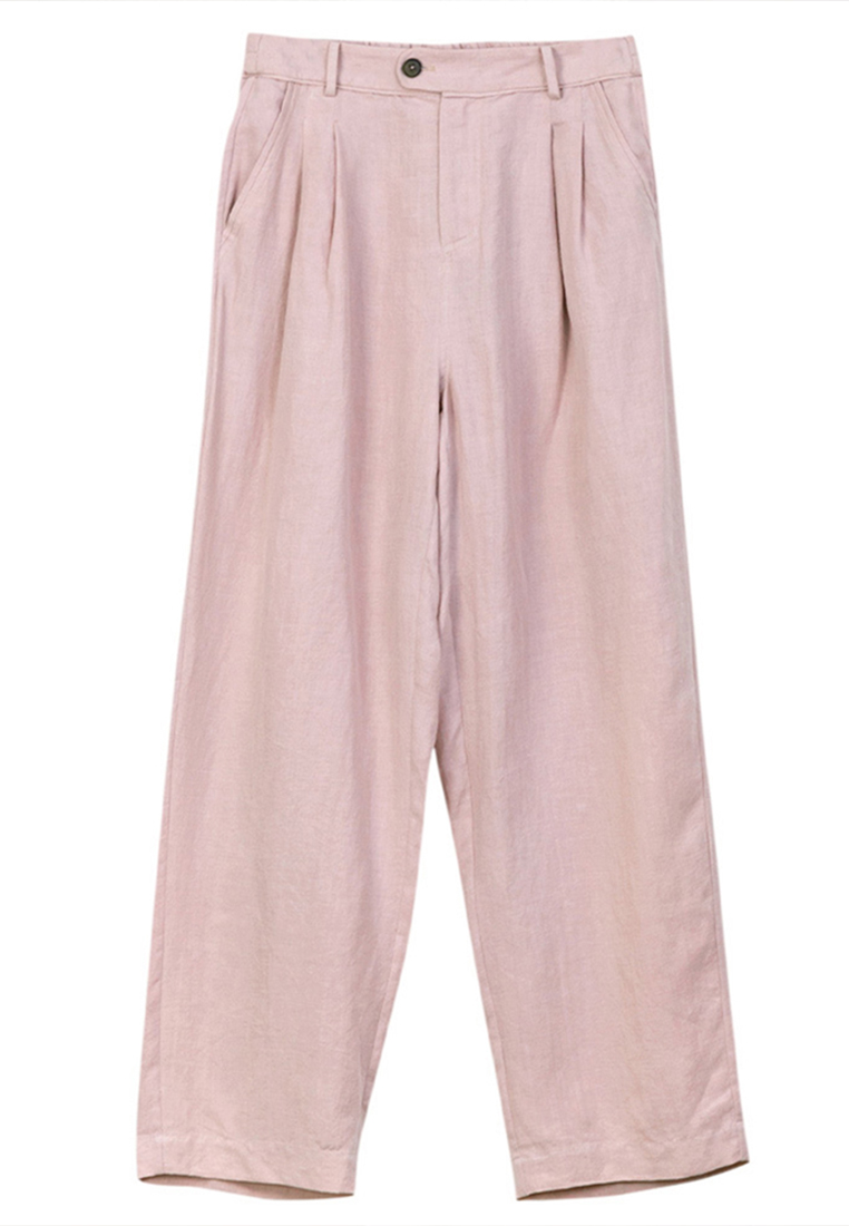 2023 Korean style simple high waist thin solid color straight leg rolled casual pants CA23050401